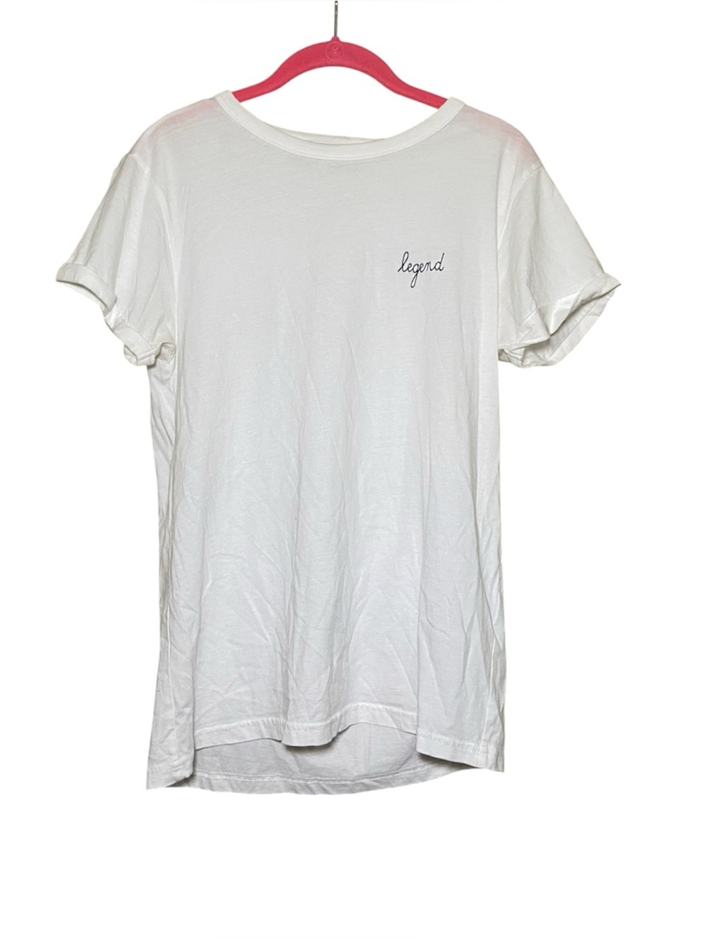 Maison Labiche Mens Legend White T-Shirt Plain Basic Elevated Tee Embroidered M